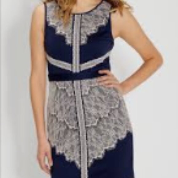 Maurices Soft Knit Sheath Dress with Lace Overlay - Navy, Size M - Picture 3 of 16